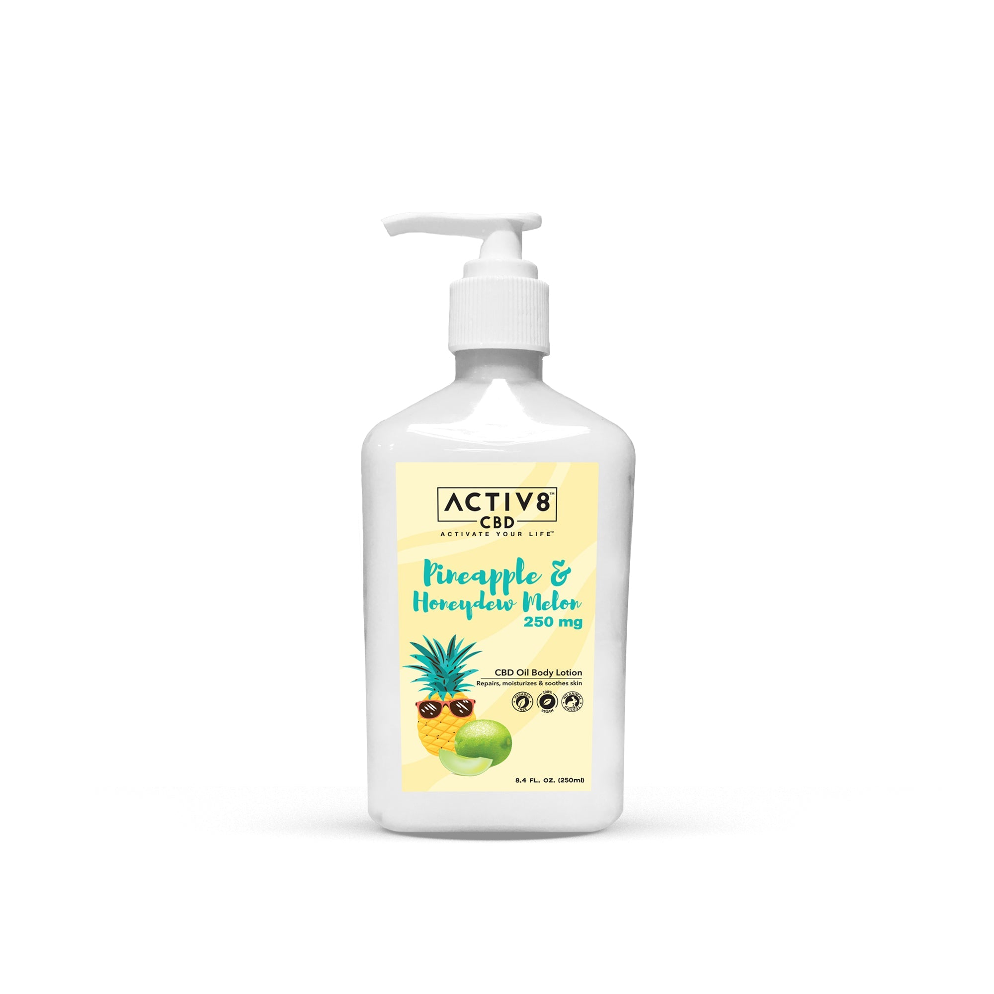 ACTIV8 CBD Lotion: Pineapple & Honeydew Melon - 250mg CBD